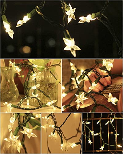 ALITOVE LED Christmas String Light Star Fairy Lights 12Ft 35 LEDs Warm White Waterproof Connectable UL Listed Rope Light for Xmas Tree Patio Garden Halloween Party Indoor Outdoor Décor
