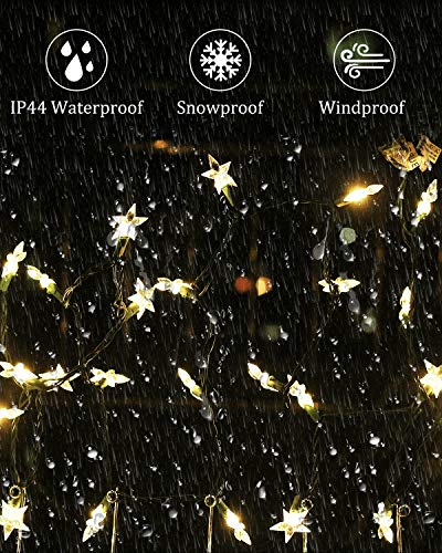 ALITOVE LED Christmas String Light Star Fairy Lights 12Ft 35 LEDs Warm White Waterproof Connectable UL Listed Rope Light for Xmas Tree Patio Garden Halloween Party Indoor Outdoor Décor