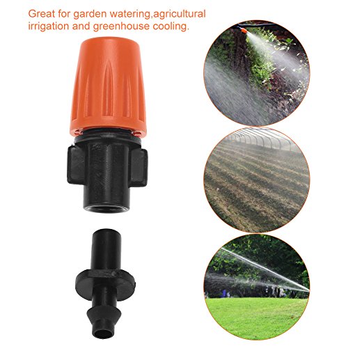 Hakeeta 50 Pcs Drip Irrigation Misting Nozzles, Sprinkler Head Atomizer, Watering Spray Nozzles, 2 Modes Adjustable: Water Mist and Water Column