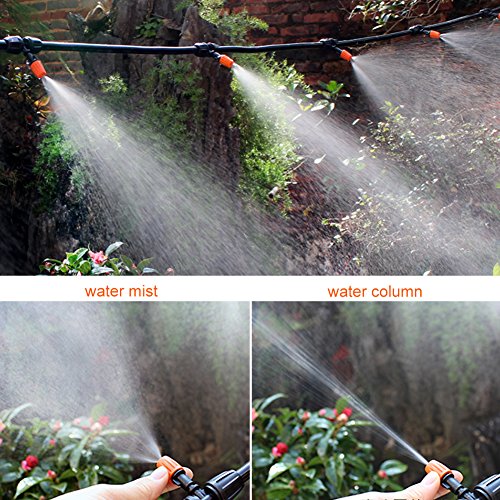 Hakeeta 50 Pcs Drip Irrigation Misting Nozzles, Sprinkler Head Atomizer, Watering Spray Nozzles, 2 Modes Adjustable: Water Mist and Water Column