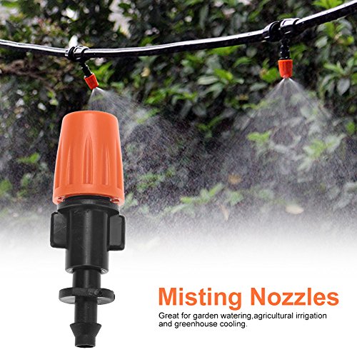 Hakeeta 50 Pcs Drip Irrigation Misting Nozzles, Sprinkler Head Atomizer, Watering Spray Nozzles, 2 Modes Adjustable: Water Mist and Water Column