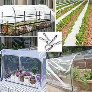 YBB 50 Pcs 2-inch Stainless Steel Greenhouse Clamps Clips with 20 Pcs Hang Tags, Heavy Duty Garden Clips for Netting Plant Cover Film on Greenhouse Hoops