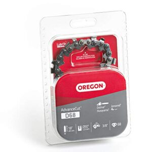 Oregon D68 AdvanceCut Replacement Chainsaw Chain for 18-Inch Guide Bars, 68 Drive Links, Pitch: 3/8" Low Kickback, .050" Gauge (D68), Fits Cub Cadet, Husqvarna, Efco, Makita, and More