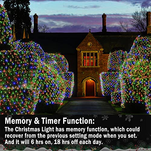 KNONEW Christmas Net Lights 360 LEDs 13ft x 6.6ft Outdoor Mesh Lights Connectable Waterproof 8 Modes & Timer Remote Plug-in Net Fairy Lights for Bushes Garden Party Wedding Holiday,Multicolor