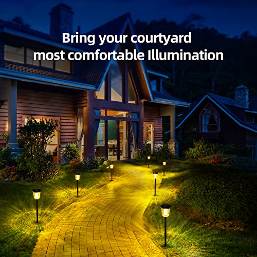 Ortope Solar Pathway Outdoor Lights 6Pack,200 Lumen Solar Garden Lights Lanterns,12Hrs Long Last Solar Landscape Path Yard Lights,Solar Driveway Walkway Sidewalk Lights Lantern Lamp for Patio Lawn