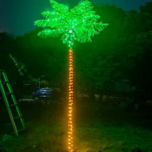 palm trees for outside patio decor, 7ft 250 led lighting artificial palm tree with coconuts, outdoor pool tropical decorations for home party hawaiian jungle christmas nativity beach garden park