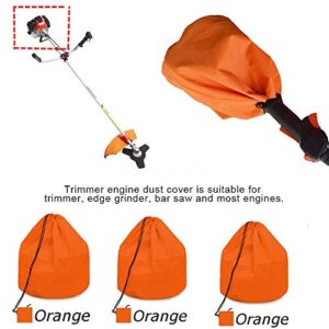 Lawn Trimmer Engine Dustproof Cover, Universal Weed Eater Covers Waterproof for Garden Grass Trimmer Edger (Orange)