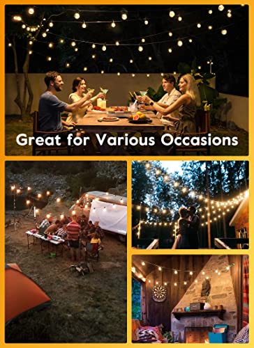 Brightown Outdoor Led String Lights with Remote108Ft(98+10) Patio Lights for Outside with 52 Shatterproof Bulbs(2 Spare), Waterproof Hanging Lights for Backyard Bistro Garden Cafe, E12 Socket