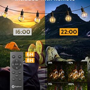 Brightown Outdoor Led String Lights with Remote108Ft(98+10) Patio Lights for Outside with 52 Shatterproof Bulbs(2 Spare), Waterproof Hanging Lights for Backyard Bistro Garden Cafe, E12 Socket