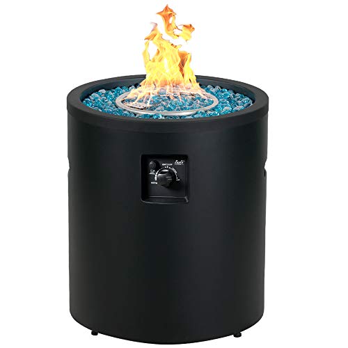 BALI OUTDOORS 23 inch Propane Gas Fire Pits, 50,000 BTU Round Gas Fire Pit with Fire Glass, Column Fire Bowl for Outdoor, Garden, Patio, Backyard