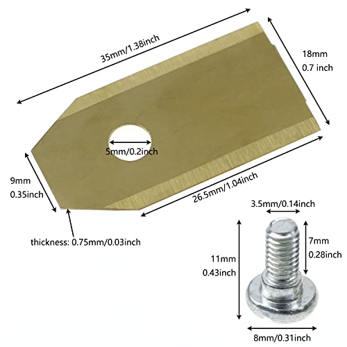 LUORNG Lawn Mower Blade 3 Sets Trimmer Blade with Screws Lawn Mower Grass Replacement Trimmer Cutter Piece Golden Lawn Robot Blade for Husqvama Automatic Moving Machine Garden Robotic Lawnmower Tools