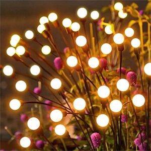 solar outdoor lights 2 pack 10leds solar firefly lights outdoor waterproof starburst swaying solar garden lights, sway by wind, christmas outdoor solar lights decorative for yard pathway warm white