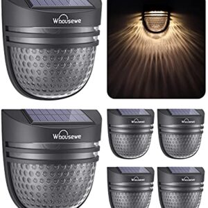 Whousewe Solar Fence Lights, LED Solar Deck Lights IP65 Waterproof Breathing/Constant Mode, Outdoor Solar Light for Fence, Yard, Garden, Garage, Stairway, Gate, Warm Light (6 Pack)