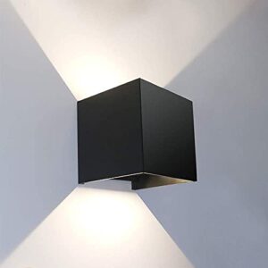 chikkok cube led wall lamp,aluminum square wall sconces,angle adjustable,waterproof for outdoors,outside,garden,gallery exterior lighting fixtures,for inside,balcony,stairs,corridor decoration(black)