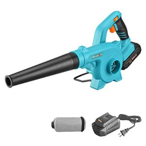 berserker 20v leaf blower cordless 2.0ah battery operated and charger included,2-in-1 compact electric powered handheld lightweight variable-speed yard vacuum for lawn care,snow blowing,dust cleaning