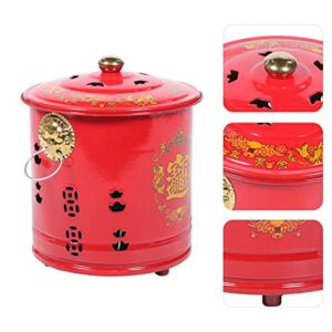 Enamel Fire Cage Burn Barrel Incinerator Cage Can: Stainless Steel Incinerator Fire Bin 28cm Ancestor Money Burning Pot Sacrificial Ash Bucket for Home Office Outdoor Garden Fire Pit Bucket