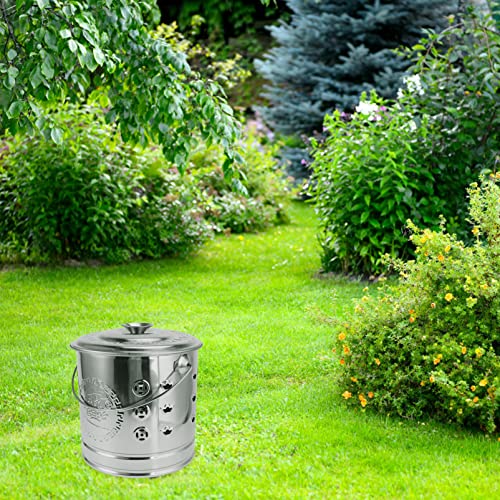 GANAZONO Galvanised Garden Incinerator Burning Fire Bin Prime Paper Burning Barrel Stainless Steel Incinerator Burn Barrel for Yard Home Garden (Furnace+ Tongs)