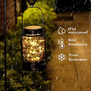 Hanging Solar Lantern, 2 Pack Solar Powered Waterproof Landscape Lanterns, 30 LEDs Solar Mason Jar Lid Fairy String Light for Patio, Yard, Garden and Pathway Decoration (Fairy Light 2 Pack)