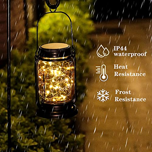 Hanging Solar Lantern, 2 Pack Solar Powered Waterproof Landscape Lanterns, 30 LEDs Solar Mason Jar Lid Fairy String Light for Patio, Yard, Garden and Pathway Decoration (Fairy Light 2 Pack)