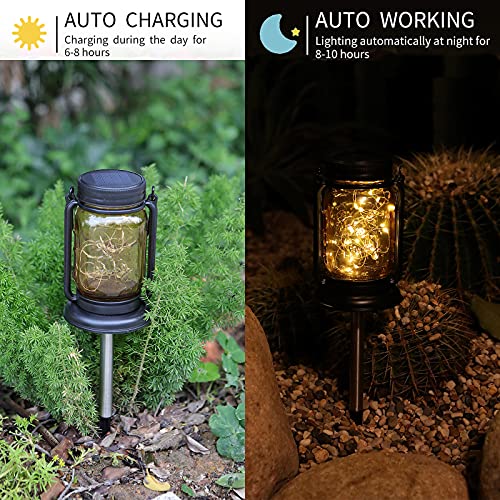 Hanging Solar Lantern, 2 Pack Solar Powered Waterproof Landscape Lanterns, 30 LEDs Solar Mason Jar Lid Fairy String Light for Patio, Yard, Garden and Pathway Decoration (Fairy Light 2 Pack)