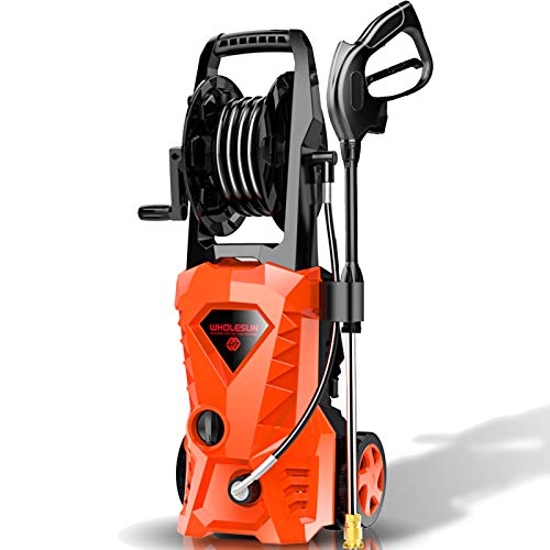 WHOLESUN WS 3000 Electric Pressure Washer 1.58GPM Power Washer 1600W High-Pressure Cleaner Machine with 4 Nozzles Foam Cannon for Cars, Homes, Driveways, Patios (Orange)