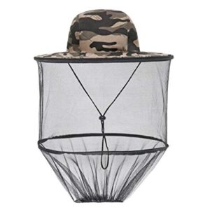 cozycabin mosquito head net hat with removable mesh hidden netting for men and women, design for outdoor fishing gardening (gray camouflage)