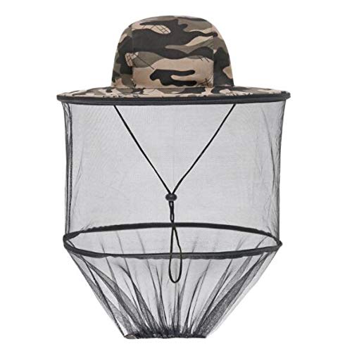 CozyCabin Mosquito Head Net Hat with Removable Mesh Hidden Netting for Men and Women, Design for Outdoor Fishing Gardening (Gray Camouflage)