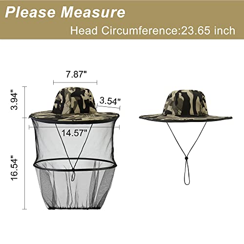 CozyCabin Mosquito Head Net Hat with Removable Mesh Hidden Netting for Men and Women, Design for Outdoor Fishing Gardening (Gray Camouflage)