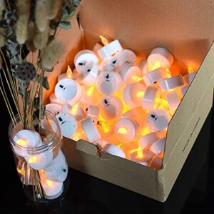 OSHINE 12-Pack Flameless Tea Lights LED Tea Lights Candles,Flickering Tea Candles Battery Included as Halloween Lights,Pumpkin Decoration,Holiday,Garden,Wedding,Party,Décor(Warm Yellow Light