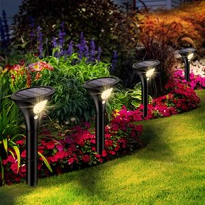 leolee solar pathway lights, 4 pack led solar powered garden lights, 2 modes max 120h lighting solar landscape lights, ip65 waterproof solar motion lights outdoor for walkway, yard, patio, driveway