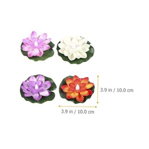 OSALADI 6pcs Ornaments Light Temple Lily Flowers Lights Wishing Ornament Pad for Electronic Lamp Candle Decorations Aquarium Flower Garden Pool Decor Flameless Fish Decoration Floating