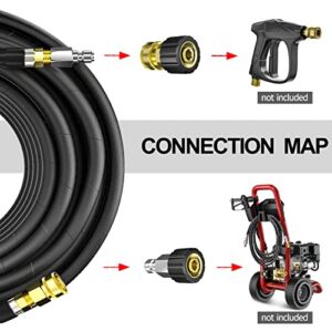 POHIR Pressure Washer Hose 70ft, 4200 psi High Power Washing Hose Kink Resistant with 3/8 Quick Connect, Steel Wire Braided Hose for Pressure Washer, Heavy Duty Power Hose with M22 to 3/8 Adapter 2pcs