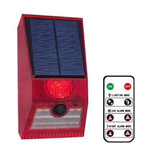 aolyty solar warning lights with 100db alarm sound, 6 modes solar motion sensor wall light waterproof security flashing lamp for home garden warehouse pasture farm barn factory orchard (red)