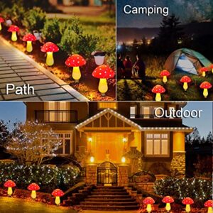 Abkshine New Upgraded Set of 6 Red Solar Mushroom Lights Garden Outdoor Decor, 8 Modes Waterproof Mushroom Solar Lights for Garden Pathway Landscape Yard Easter Pathway Halloween Xmas Decorations