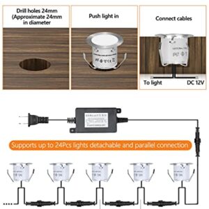 HIBOITEC Recessed LED Deck Light Kits(16 Pack), 12V Low Voltage Landscape Lighting, IP67 Waterproof Outdoor Step Stair Lights, Deck Lighting for Garden,Yard Steps,Stair,Patio,Floor,Decoration, White