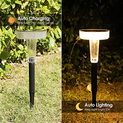 GreenClick Solar Pathway Lights, 2 Pack Bright Solar Lights Outdoor Waterproof IP65 Auto On/Off Solar Outdoor Lights Solar Powered Landscape Lights Decorative for Path Garden Driveway Yard(Warm White)