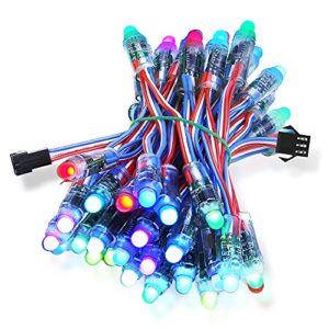 gmjyc dc 5v 50pcs ws2811 pixels christmas lights outdoor individually addressable ip68 waterproof led string lights diffused digital rgb led lights full color 12mm, for garden/party/advertising signs