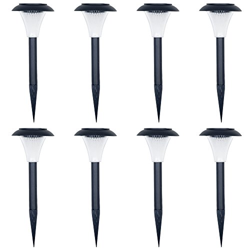 Solar Powered Lights (Set of 8)- LED Outdoor Stake Spotlight Fixture for Gardens, Pathways, and Patios by Pure Garden