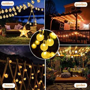 Ligarko Solar String Lights Outdoor 50LED 7M/23Ft Crystal Globe Lights 8 Modes Lighting Solar, Waterproof Patio Lights for Garden Courtyards Party Wedding (Warm White)