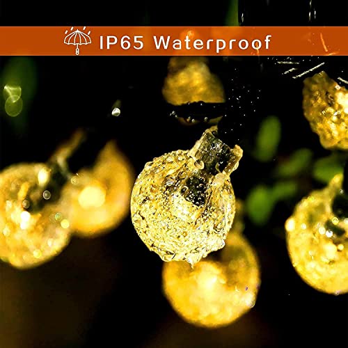 Ligarko Solar String Lights Outdoor 50LED 7M/23Ft Crystal Globe Lights 8 Modes Lighting Solar, Waterproof Patio Lights for Garden Courtyards Party Wedding (Warm White)