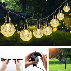 Ligarko Solar String Lights Outdoor 50LED 7M/23Ft Crystal Globe Lights 8 Modes Lighting Solar, Waterproof Patio Lights for Garden Courtyards Party Wedding (Warm White)