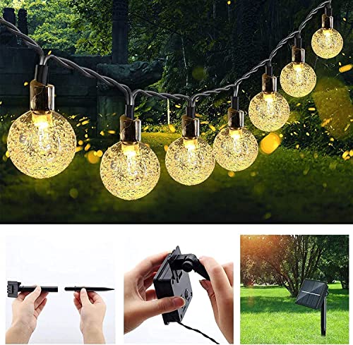 Ligarko Solar String Lights Outdoor 50LED 7M/23Ft Crystal Globe Lights 8 Modes Lighting Solar, Waterproof Patio Lights for Garden Courtyards Party Wedding (Warm White)