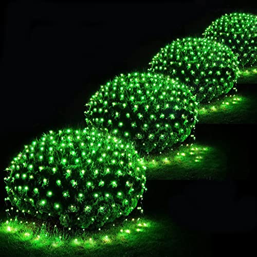 Pooqla 21ft x 5ft Net Lights, 360 LED St Patricks Day Decoration Lights Outdoor Green Lights Large Mesh String Lights 8 Modes for Bushes Yard Garden Party Christmas St. Patrick's Decor