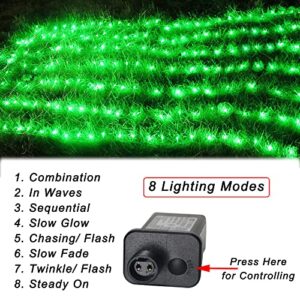 Pooqla 21ft x 5ft Net Lights, 360 LED St Patricks Day Decoration Lights Outdoor Green Lights Large Mesh String Lights 8 Modes for Bushes Yard Garden Party Christmas St. Patrick's Decor