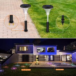 Moragin Bright Solar Patio Lights 8 Pack, Warm White/Color Changing LED Outdoor Solar Lights, IP65 Waterproof Solar Pathway Lights, Landscape Lighting for Pathway Patio Yard Lawn Garden Decorative