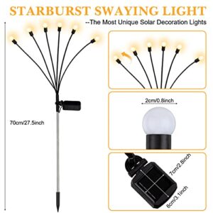 6 Pack 36 LED Solar Firefly Swaying Lights Outdoor Solar Powered Firefly Pathway Lights Waterproof Landscape Pathway Lights Swaying Decorative Warm Lights with Stake for Yard Patio Decor