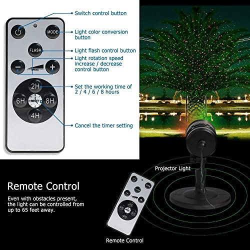 Christmas Projector Lights Outdoor Holiday Laser Lights Landscape Spotlight Red and Green Star Shower with 360 Accessibility Wireless Remote Christmas Decor for Xmas Party Outdoor Garden Patio Wall