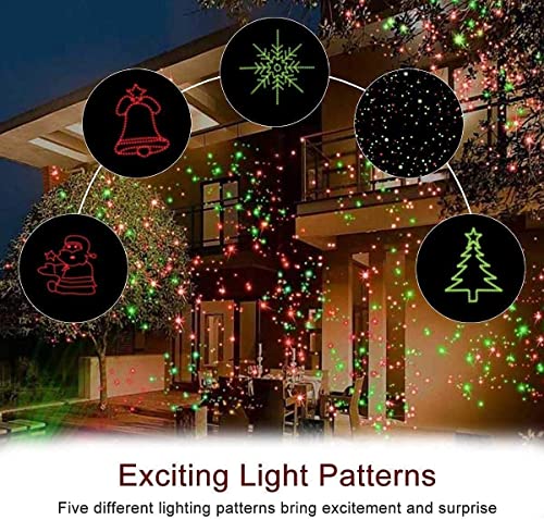 Christmas Projector Lights Outdoor Holiday Laser Lights Landscape Spotlight Red and Green Star Shower with 360 Accessibility Wireless Remote Christmas Decor for Xmas Party Outdoor Garden Patio Wall