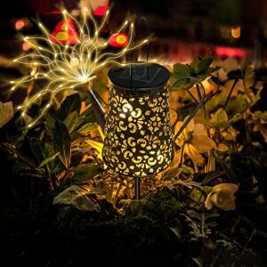 solar outdoor lights garden decor, waterproof watering can landscape lights with led, retro metal kettle string lights for yard lawn patio pathway courtyard party decorations gardening gifts