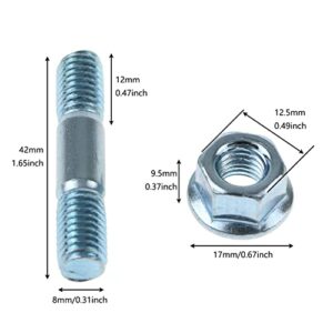 LUORNG 2 Sets 52/58/59 Chainsaw Parts Bar Nuts & Bar Studs Garden Tool Parts Accessories Chainsaw Attachment Guide Bar Studs and Nuts, Silver